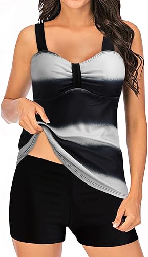 CHIKANSTORE Traje de baño para mujer, 2 piezas, traje de baño con push up, pantalones cortos de baño con correa en la cintura