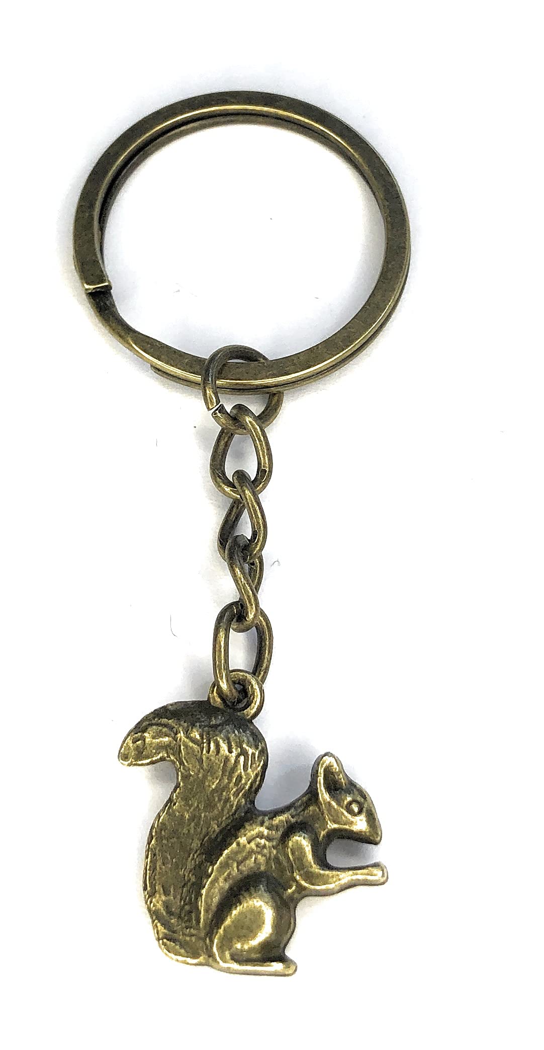 Squirrel Charm Keyring Key Ring with Bronze Tone Keychain