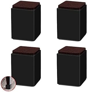 Square Furniture Legs,Carbon Steel Sofa Legs,Self Adhesive Replacement Legs for Bed/Dining Table/TV Cabinet/Cabinet,2000kg Capacity,Black,Set of 4 (6 X 6 X 10.2cm),Black,6x6x5.2cm