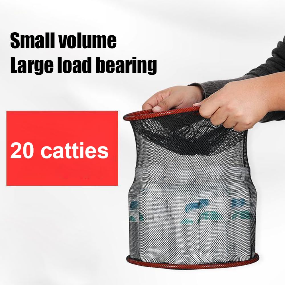 DONGKER Panier a Poissons Flottant,Cage de Rangement Pliable pour Poissons d'eau Douce avec Corde d'attache pour la Pêche en Plein Air