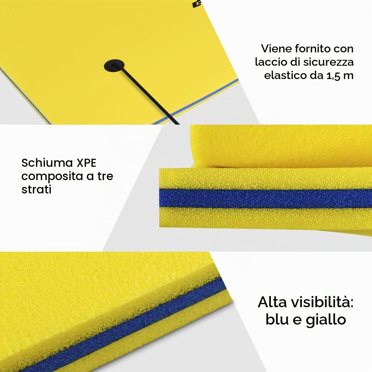 COSTWAY Tappeto Galleggiante per Piscina e Mare, 270 x 180 cm, Materassino Galleggiante in Schiuma per Rilassarsi e Divertirsi, Con Cuscino per la Testa (Giallo 270 x 180 cm)