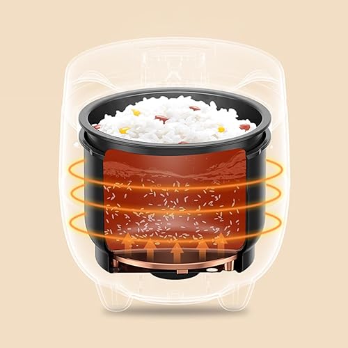 Miniatura 3 de Olla arrocera, 3 tazas cocidas (1.5 tazas sin cocinar), extraíble lavable, interior antiadherente, capacidad de 1.8 L, color beige