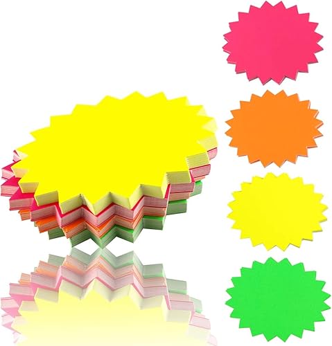 Twdrer Paquete de 80 letreros de Starburst para tienda minorista, suministros fluorescentes de neón para venta de garaje (4 colores surtidos de 3.15