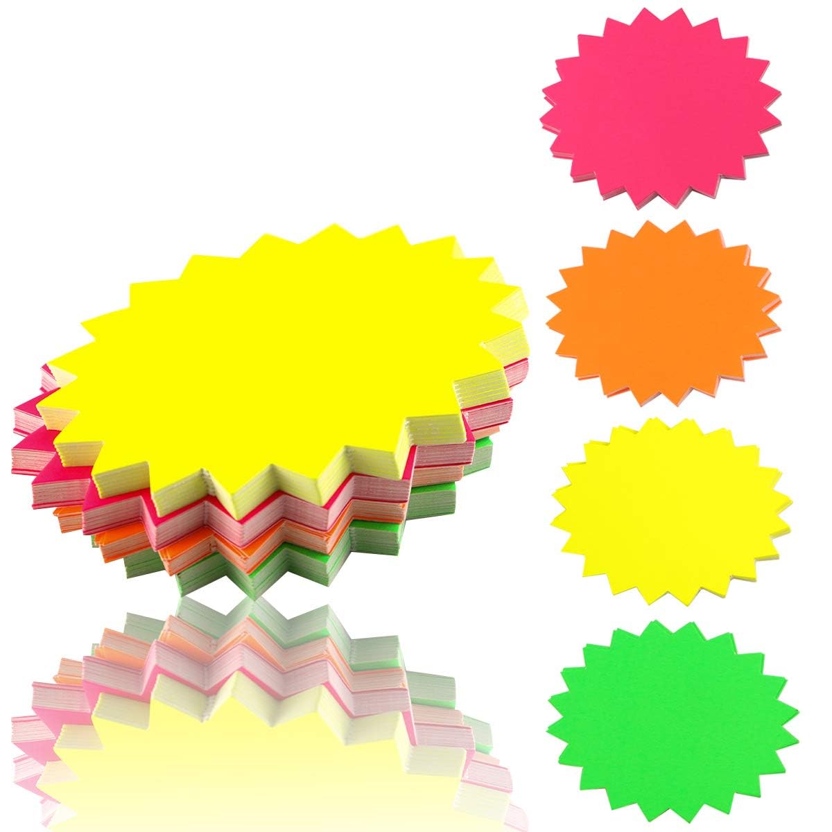 Twdrer 80 Pack Starburst Signs for Retail Store, Neon Fluorescent Garage Sale Supplies (4 Assorted Colors 3.15"x4.33") - Yard Sale Price Tags, Classroom Bulletin Board Decorations, Party Favors Cutout