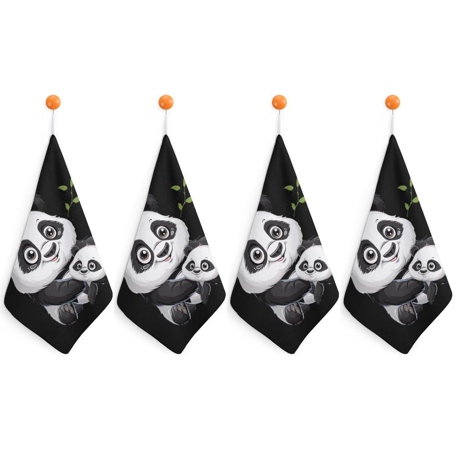 TXFBTRFSA Panda Mamas-Bears Hand Towels with Hanging Loop Kitchen Towel Handkerchiefs Cleaning Cloths