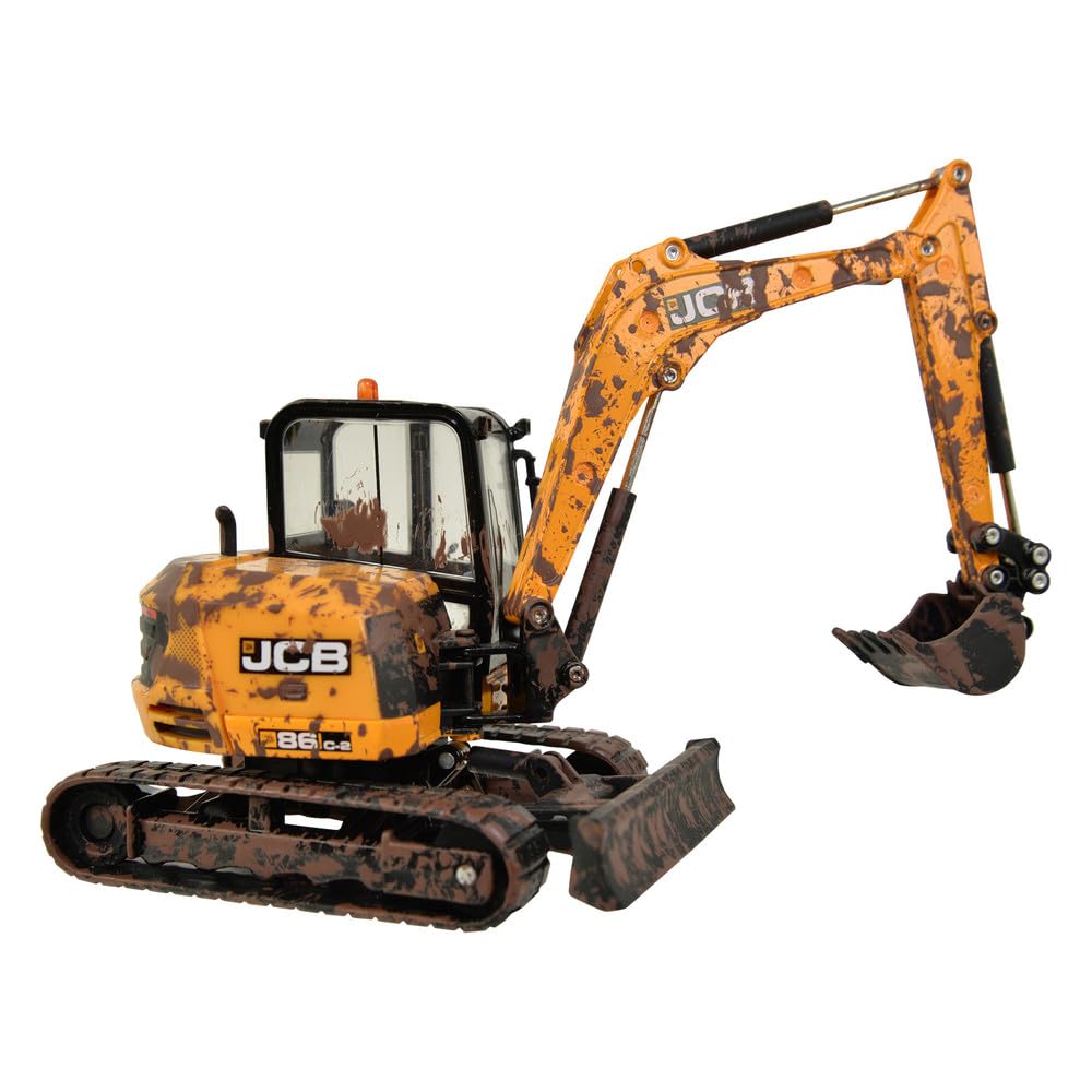 Britains 1:32 JCB Muddy Midi Excavator 86C-2, Collectable Tractor Toy for Farm Set, Tractor Toys Compatible with 1:32 Scale Farm Animals and Toys, Suitable for Collectors & Children from 3 Years