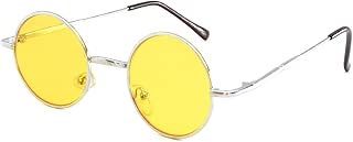 John Lennon Vintage Style Round Silver Party Shades Sunglasses YELLOW LENS
