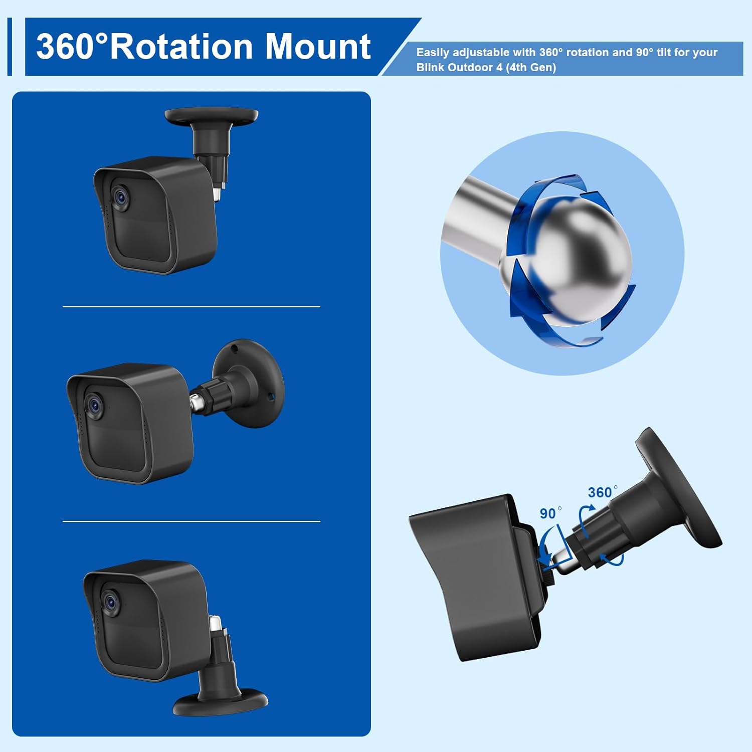 All-New Outdoor Camera Surveillance Mount for Blink, 3 Pack Weatherproof Protective Housing and 360 Degree Adjustable Mount for Blink Outdoor 4th & 3rd Gen Cam