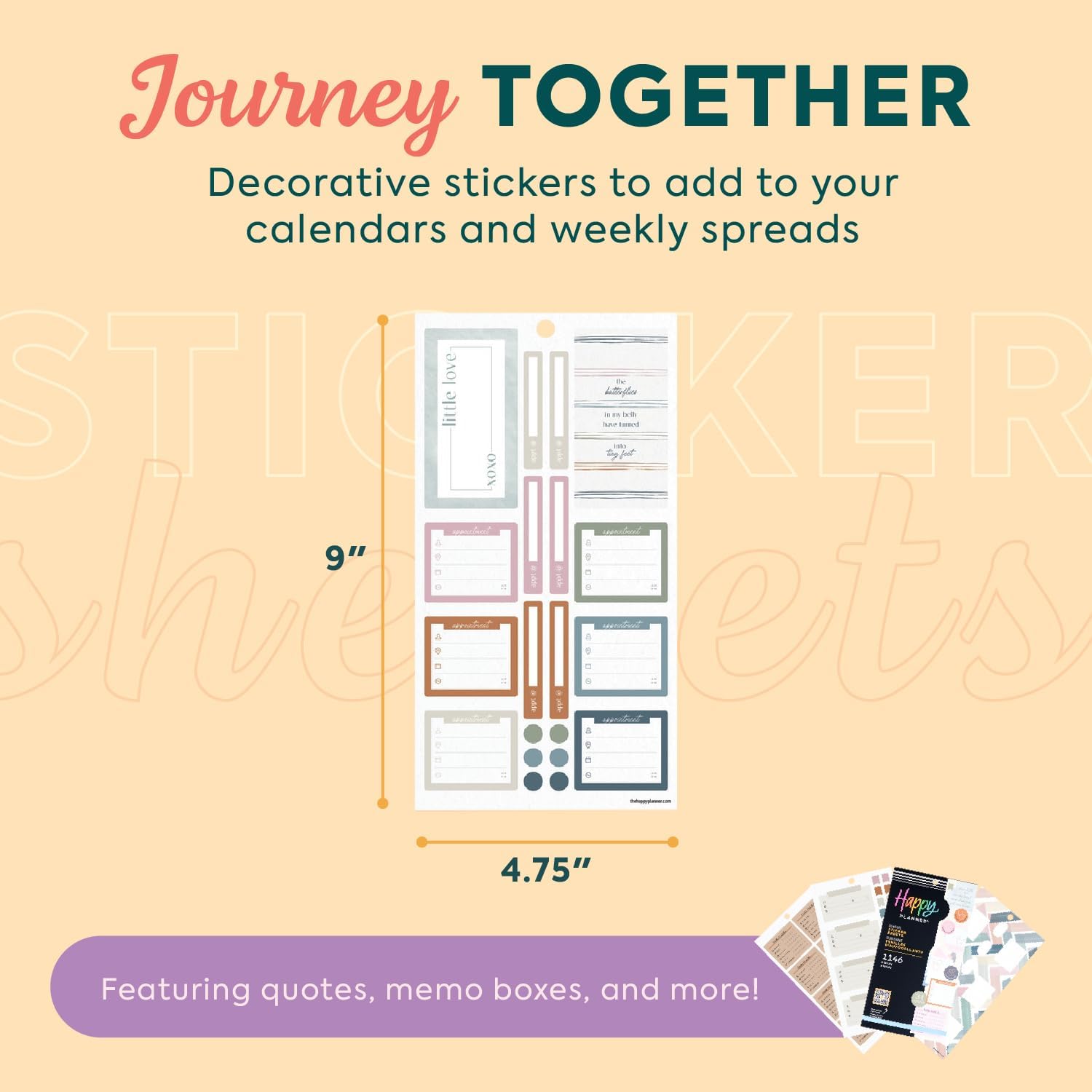 Happy Planner 30-Sheet Sticker Pack for New and Expecting Moms, Classic Size, Baby on The Way Theme