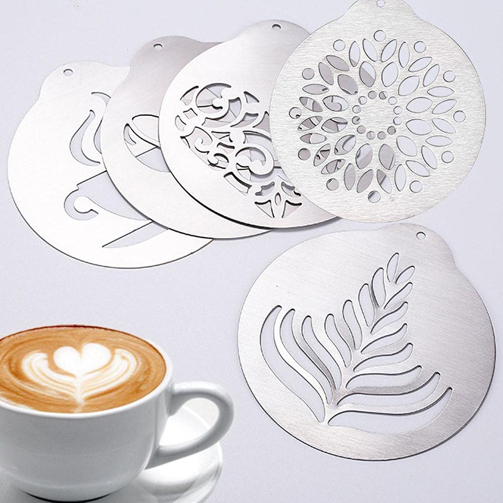 Stencil Per Caffè In Acciaio Inossidabile - Set 2 Pezzi Cuore E Stella Per Latte Art, Cappuccino E Dolci