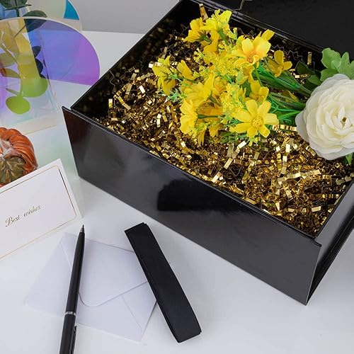 Miniatura 2 de 1 caja de regalo negra con cinta de 9.5 x 7 x 4 pulgadas, caja de regalo resistente con tapa para embalaje de regalo, cajas de almacenamiento