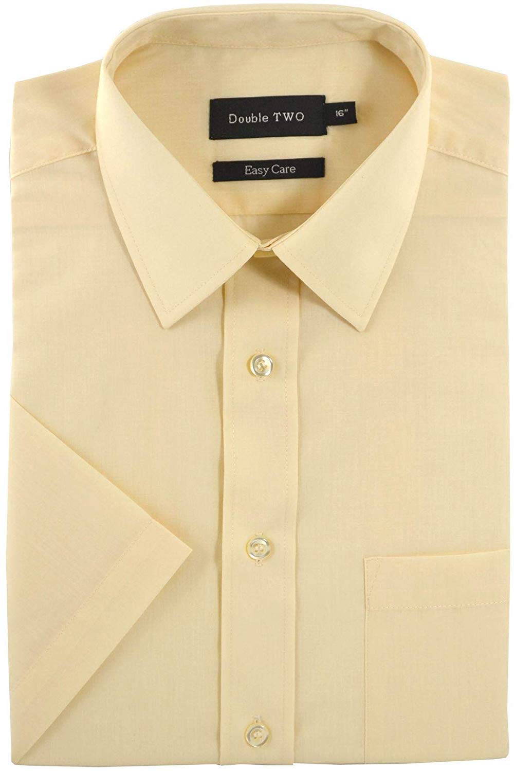 Double TWO Mens Classic Cotton Blend Half Sleeved Shirt (3300) in Cream in (Collar 18.5/Chest 54-52")