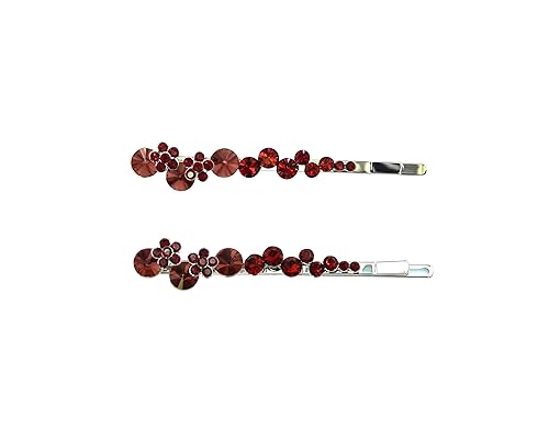 Faship Un par de pinzas para el cabello con cristales Swarovski color burdeos, 2 unidades