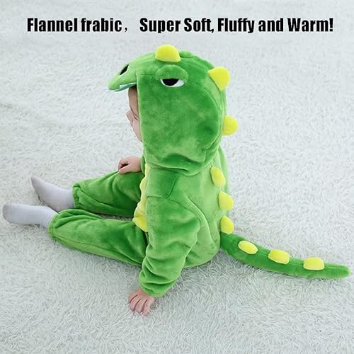 Miniatura 3 de QIAONIUNIU Disfraz de dinosaurio verde para bebé para Halloween, mameluco para niños pequeños, rómper para cosplay, de 18 a 24 meses