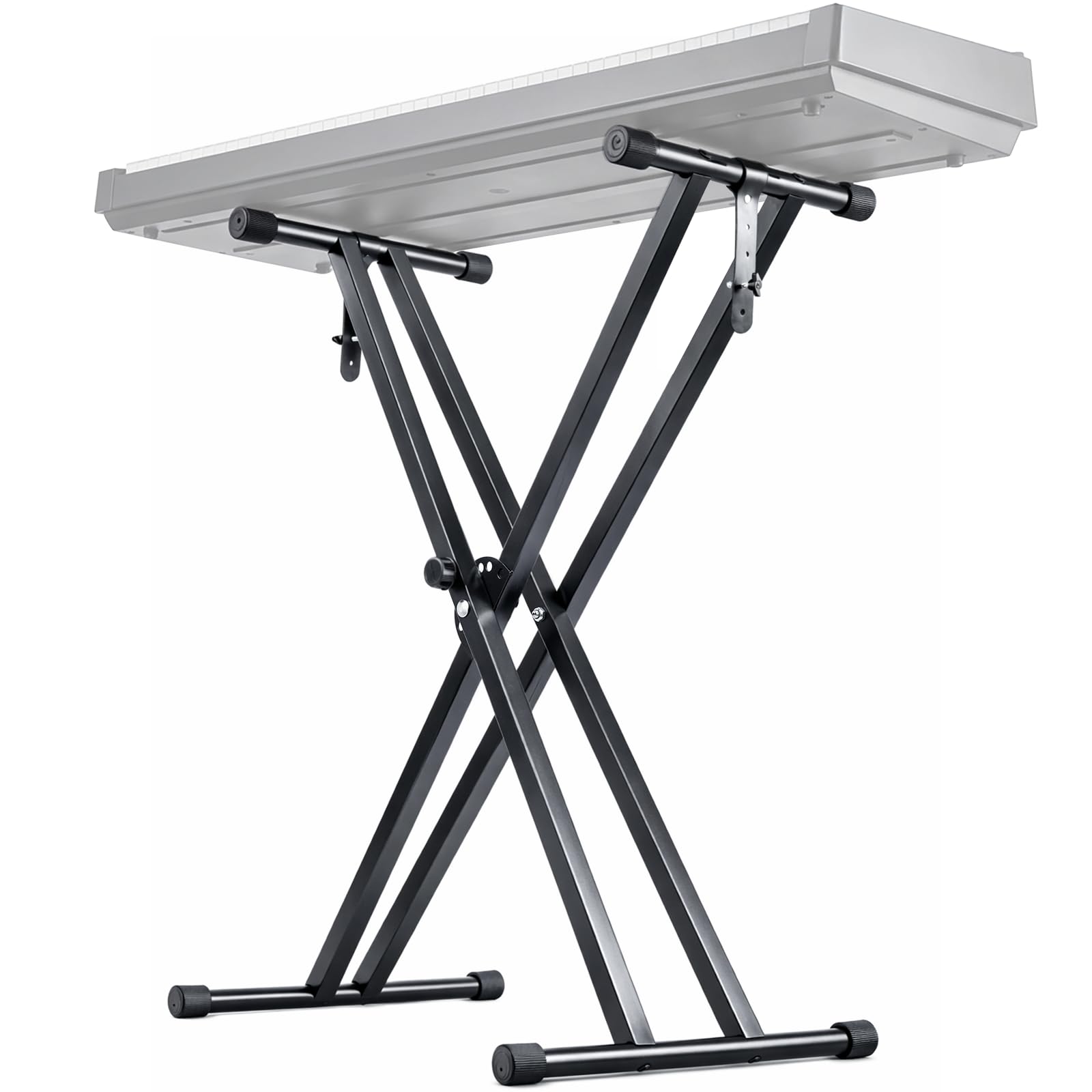 Trintion Keyboardständer Doppelstrebig Keyboard Ständer verstellbar 61 cm bis 98 cm Klappbar Zerlegbar Stabil mit Sicherungslaschen