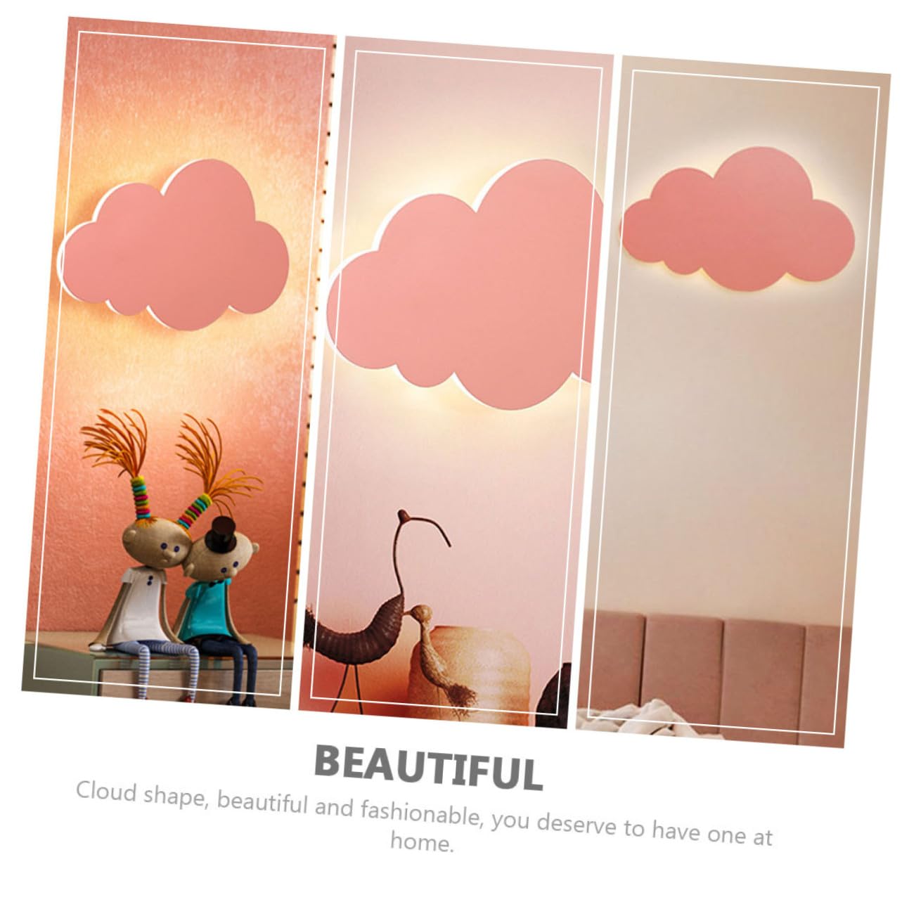 Applique Murale Nuage Décorative 12w 220v PVC Rose Petit Format 30x19 Cm Éclairage Doux Chambre Garçon et Filles Salon