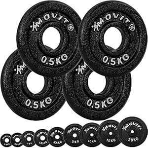 Movit® halterschijven set PRO gietijzer 0,5kg tot 20,0kg, boring 30/31 mm standaard norm, halterschijven set getest op schadelijke stoffen gewichten halterstang