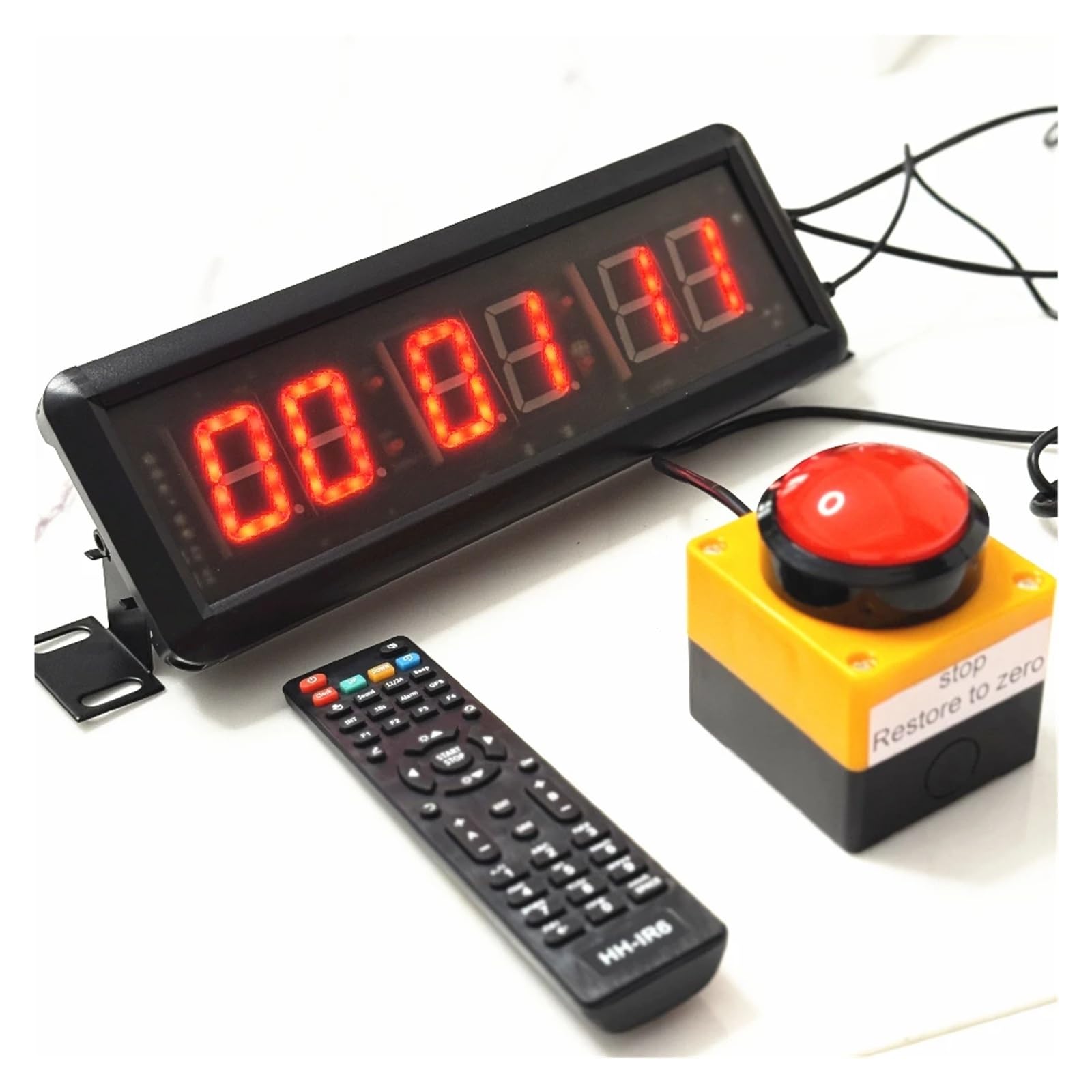 Reloj Led de Cuenta atrás con botón de 1,5 pulgadas y 29cm, cronómetro deportivo, con botón de línea de zumbador, reinicio de tiempo de juego Control sencillo(6CM small button)