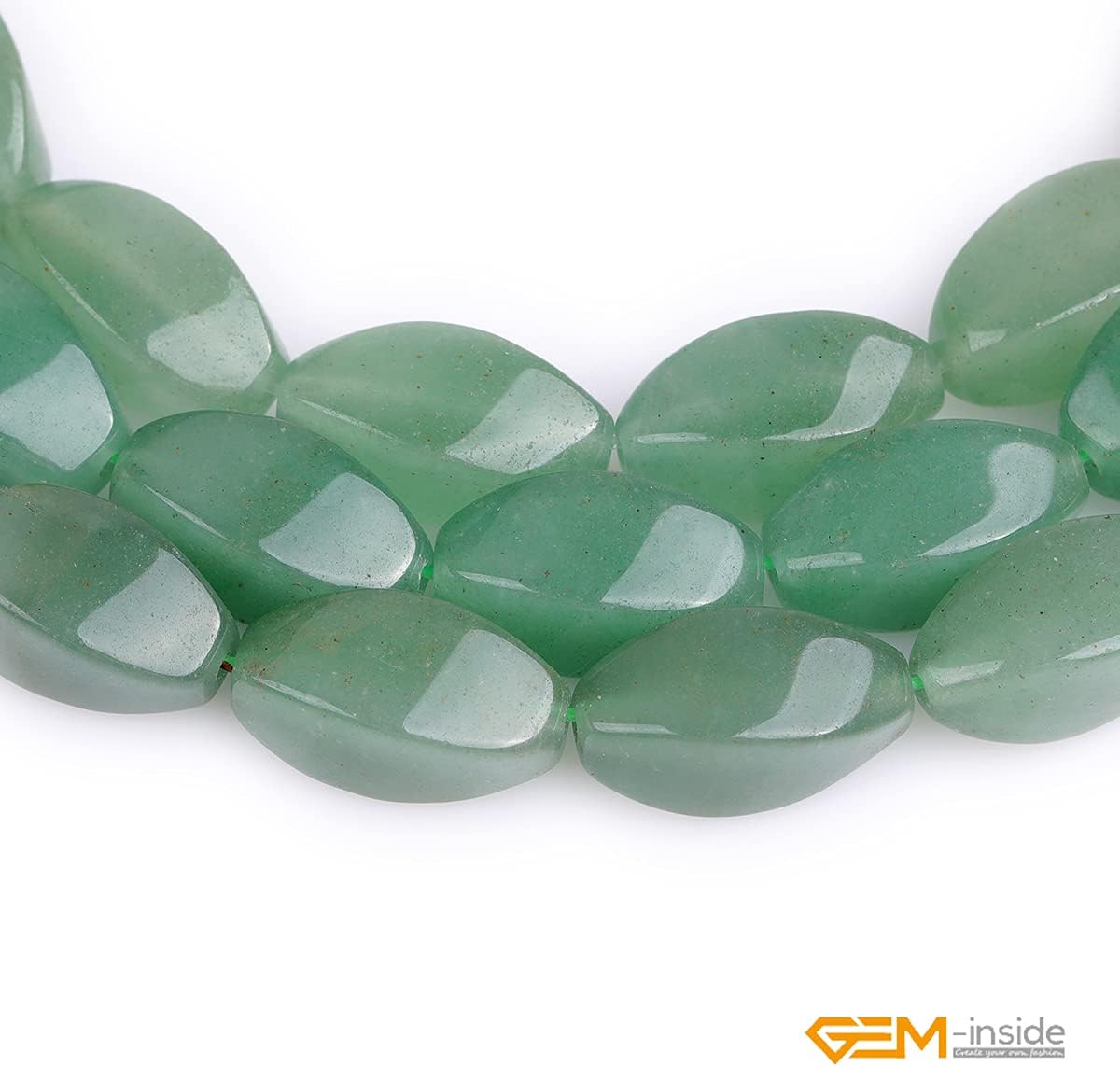 GEM-Inside Green Aventurine Jade Gemstone Loose Beads 8x16mm Twist Energy Stone Power Beads for Jewelry Making 15" - Image 4