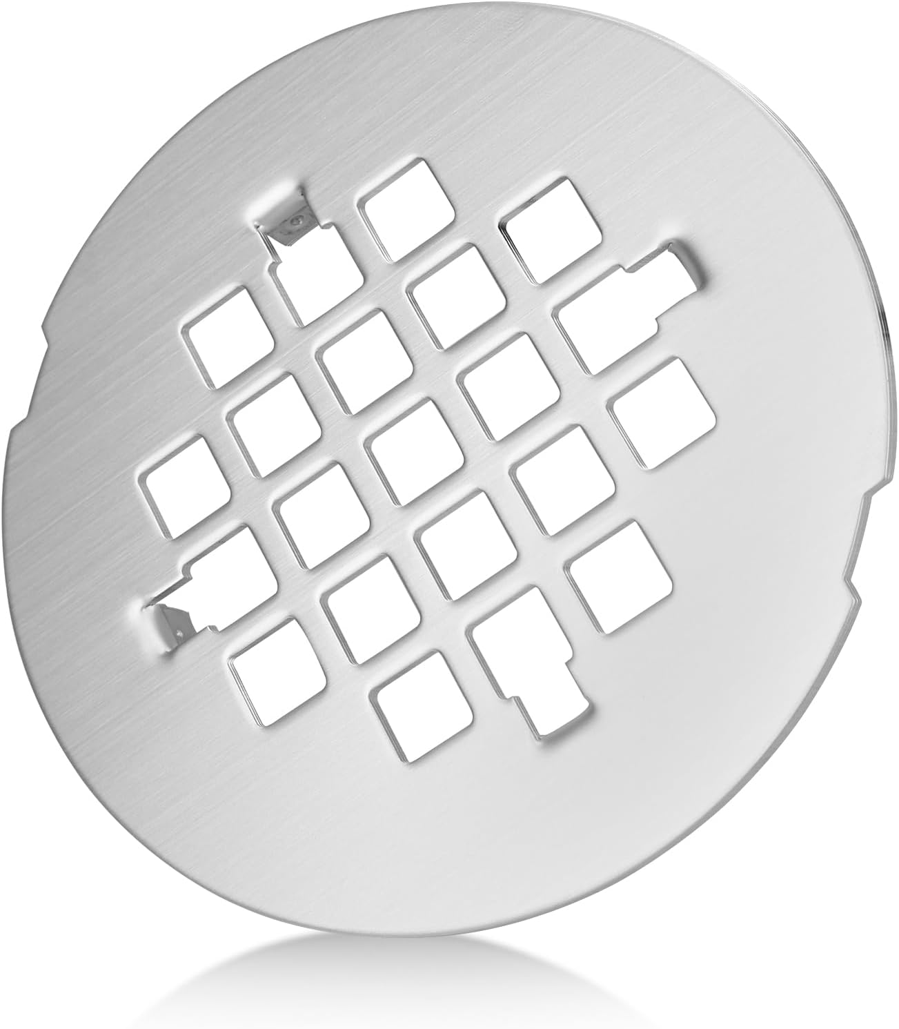 Silver Shower Drain Cover Round Replace for 42097 101 PS PVC-Solvent Weld Shower Drain, 4-1/4” OD Snap-in Metal Grate Drain Cap