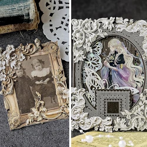 Image of HASTHIP 120pcs Frame Scrapbook Paper - 30 Styles Scrapbook Embellishments Corner Frame Hollowing Relief Flowers Vintage Floral Decorative for Junk Journaling, Card Making kit, DIY Crafts Album Decor