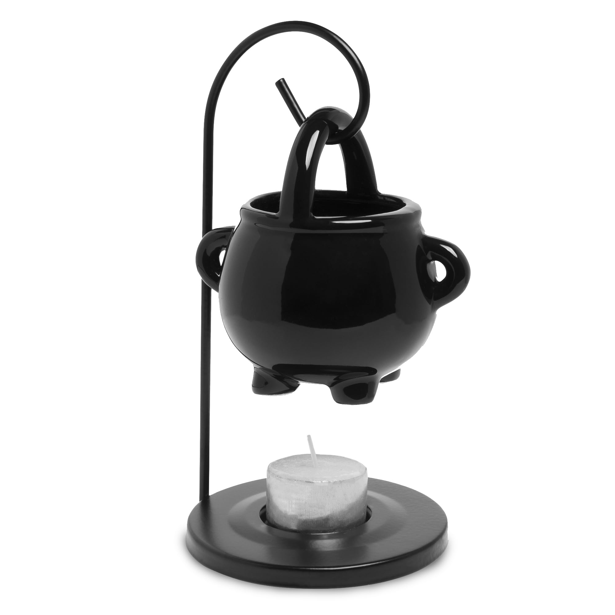 Anbar Cauldron Wax Melt Burner with Tealight Candle, Warming Stand, Decorative Hanging Living Room Home Decor and Aromatherapy, Spooky Halloween Black Warmer Pot