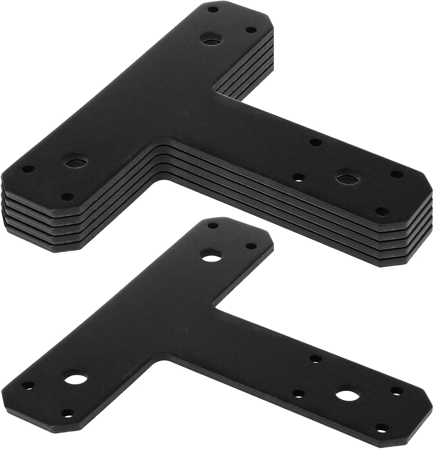 6 Pack Steel T Bracket for Wood, Black Pergola Brackets