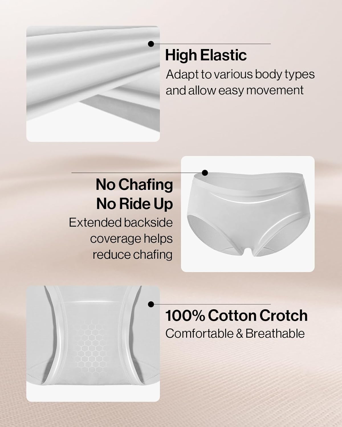 Ubras Soft Comfortbale Women Underwear Pack, Full Coverage Underwear for Work out, Cotton Crotch Women's Briefs Panties - Image 4