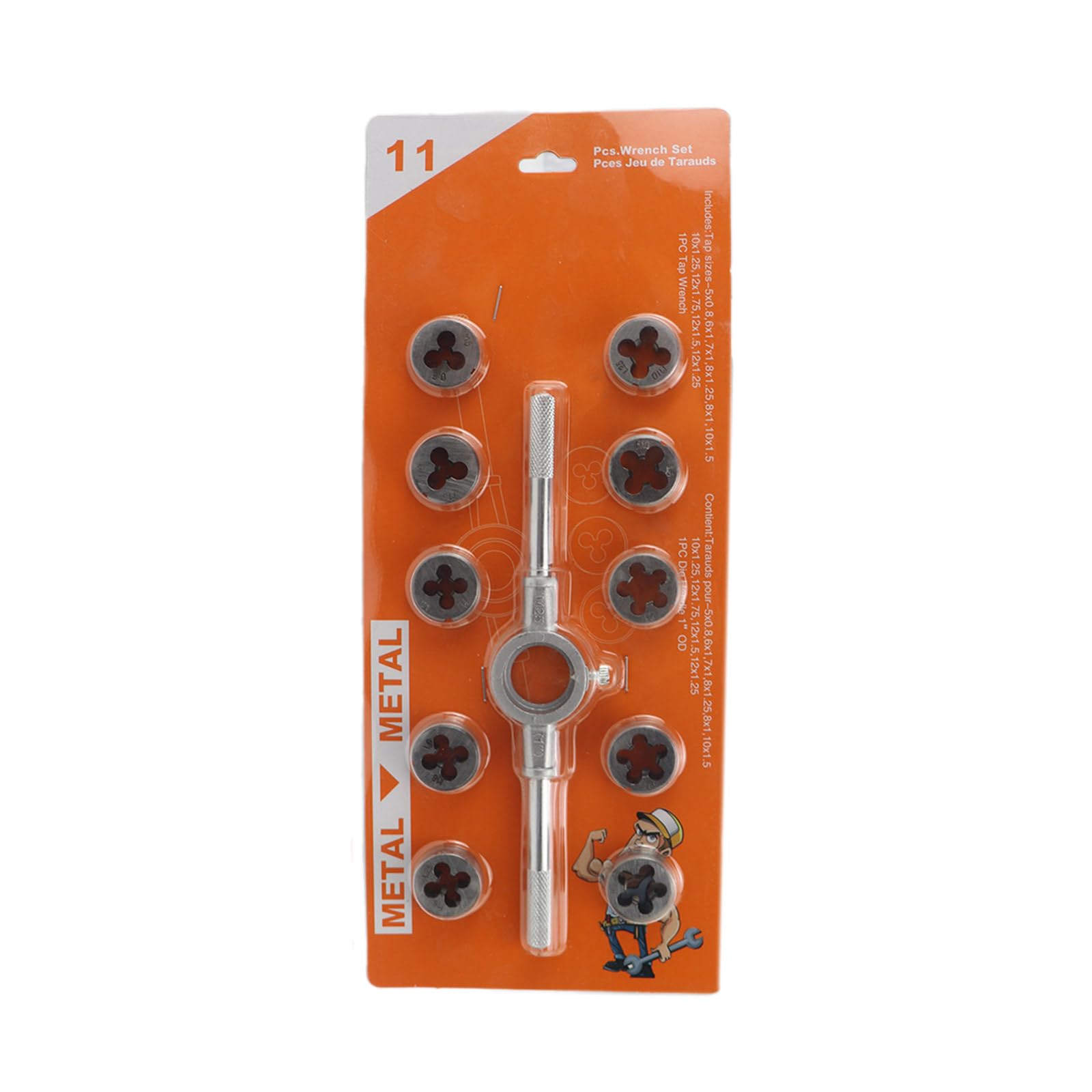 Crffz Round Die Wrench Set 11Piece Tap And Die Set For Mechanical Repair, Automotive Work, Home Projects Professional And Hobbyist Use Multiple Size Tapping