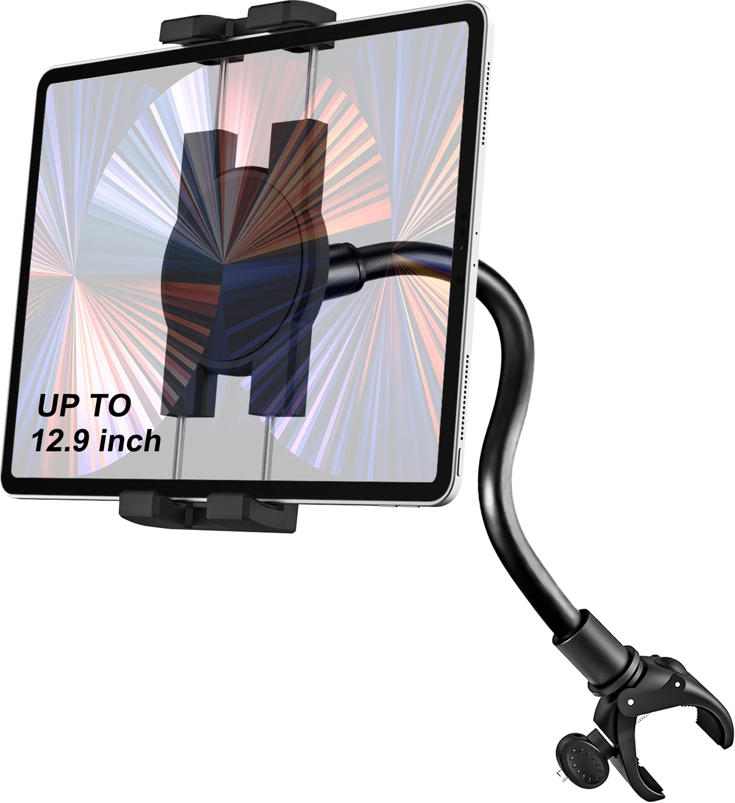 Sponsored Ad – Treadmill Tablet Mount for 4-13" Phones and Tablets, 26cm Gooseneck Tablet Handlebar Holder, Spin Bike, Stationary Bicycle Stroller Tablet Stand for iPad Pro 12.9 Air Mini, Galaxy Tabs, iPhone