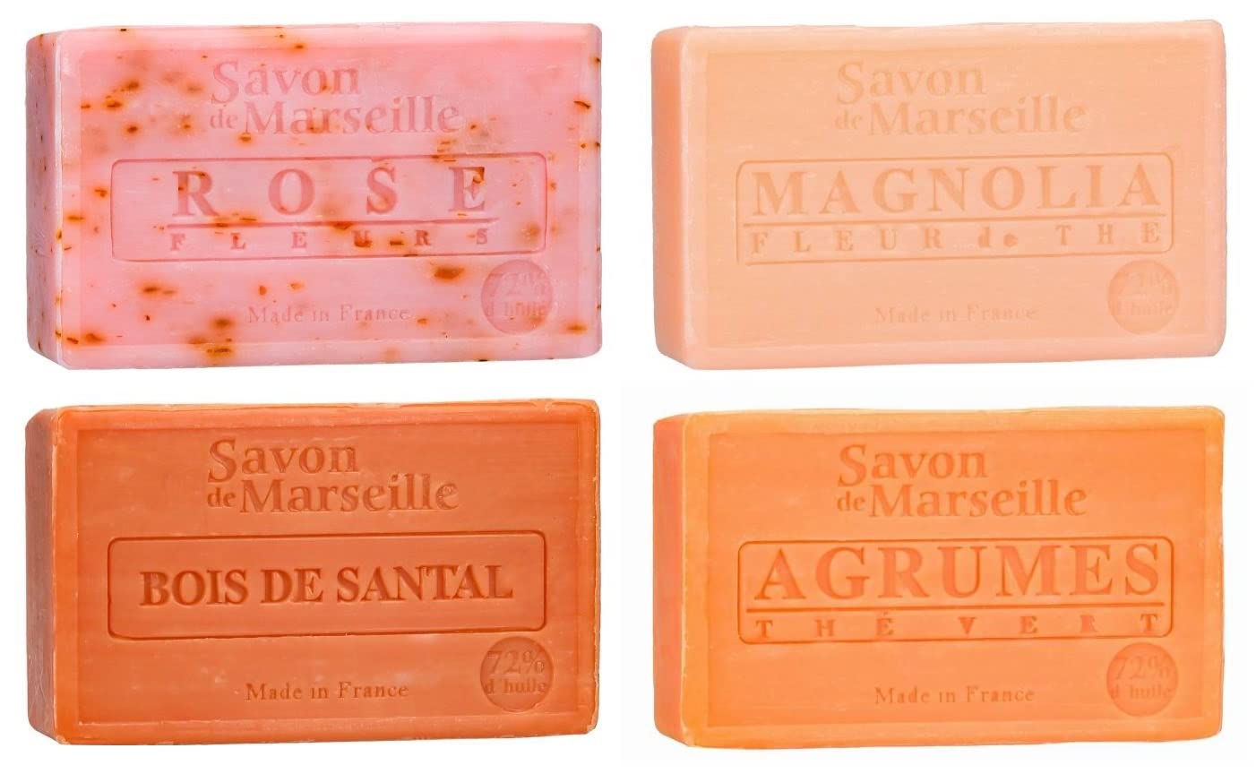 Savon de Marseille 4x100g rose magnolia santal agrumes