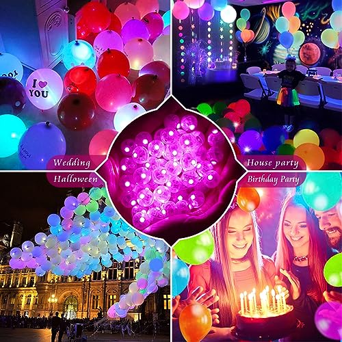 Image of 100pcs Balloon Lights Mini LED Lights Round Long Standby Time Multicolor Ball Light Paper Lantern Balloons Lights for Birthday Party Christmas Halloween Decoration with Hook (Pink, 100pcs)