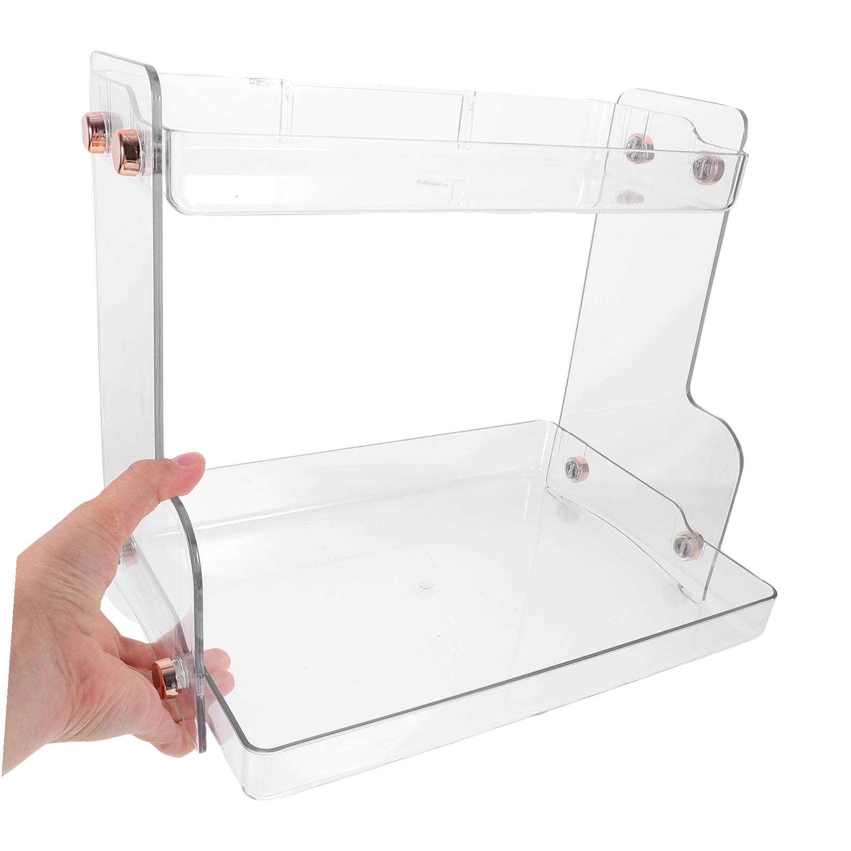 Hohopeti Organizer Multi-layer da Strato Doppio a e Cosmetici Acciaio Bagno in Capacità Inossidabile Pet, Portatrucchi Forte di Carico, per Bagno e Camera da Letto