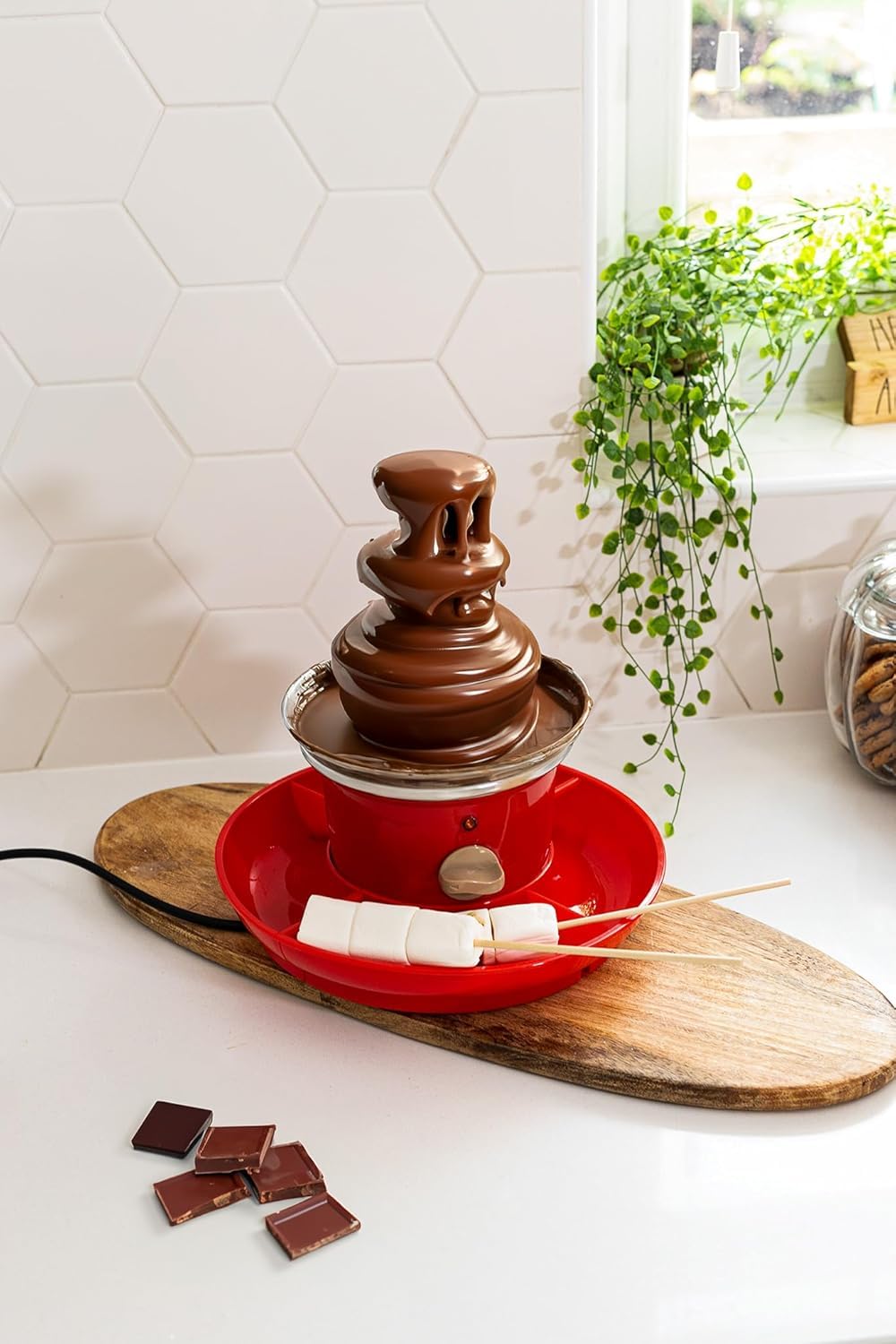 Marco Paul - Macchina per popcorn ad aria calda senza grassi, senza olio, per snack fatti in casa, per uso domestico, serate cinematografiche, feste, durevole, facile da usare (fontana di cioccolato