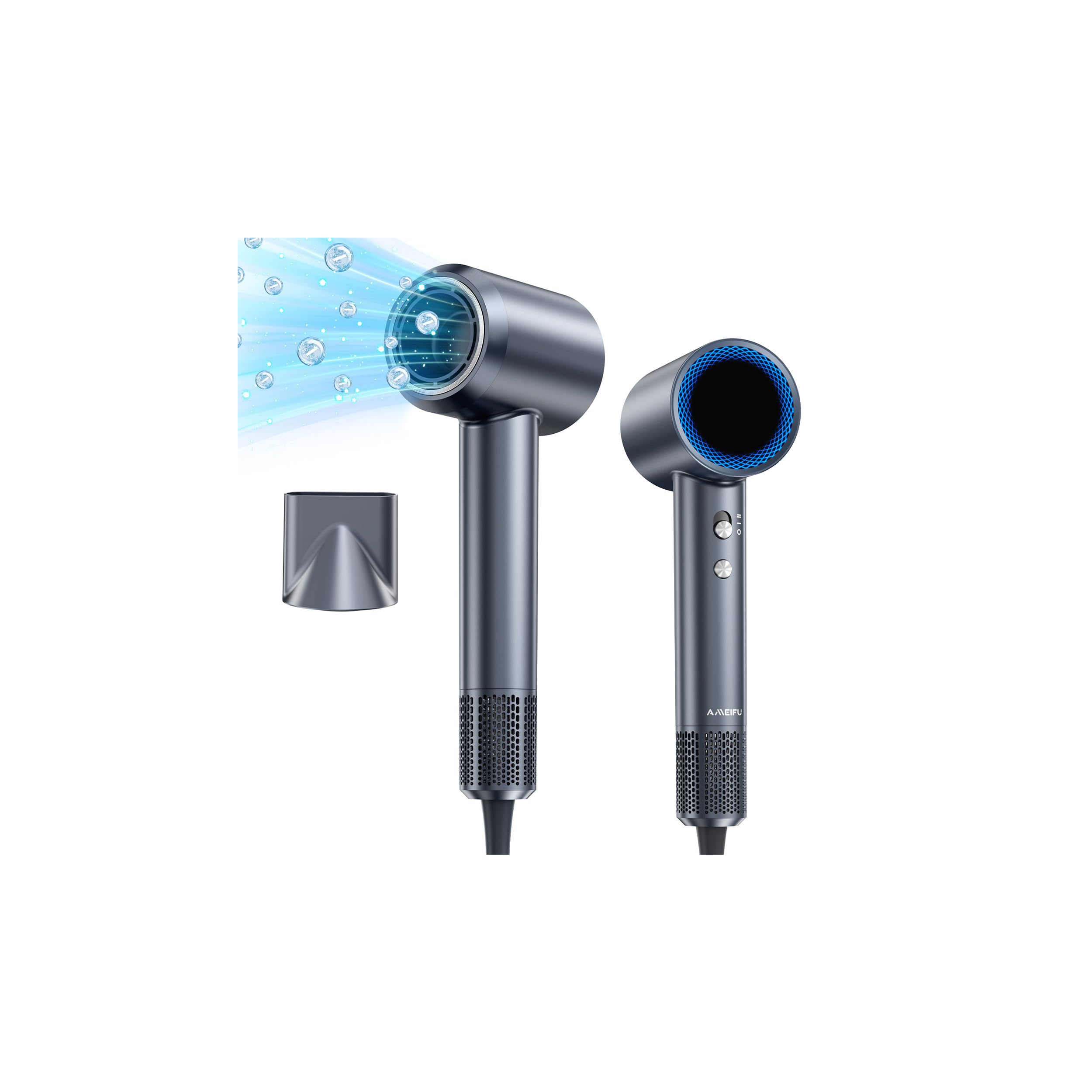 hair dryer, 150000 rpm professional high-speed blow dryer, negative ionic hair dryer for fast drying, low noise thermo-control hairdryer with magnetic nozzle for home travel women man