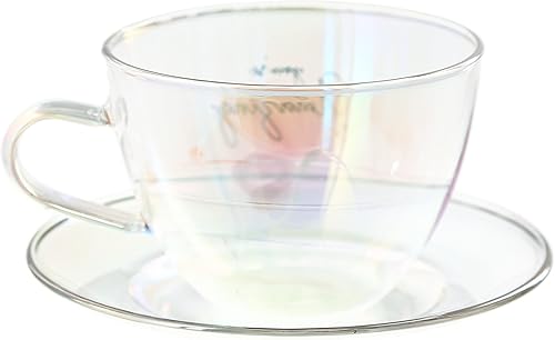 Miniatura 2 de Pavilion Gift Company - You're Amazing - Juego de taza de té de vidrio de 7 onzas con platillo, taza de café iridiscente, taza de té con patrón