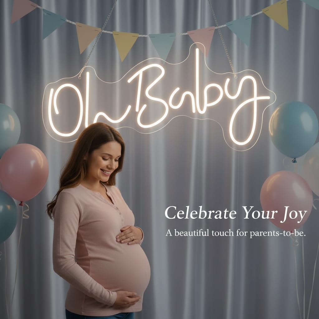 Oh Baby Neon Letter Sign, 19.6 * 11.8 inch Acrylic LED Letter Sign image 5