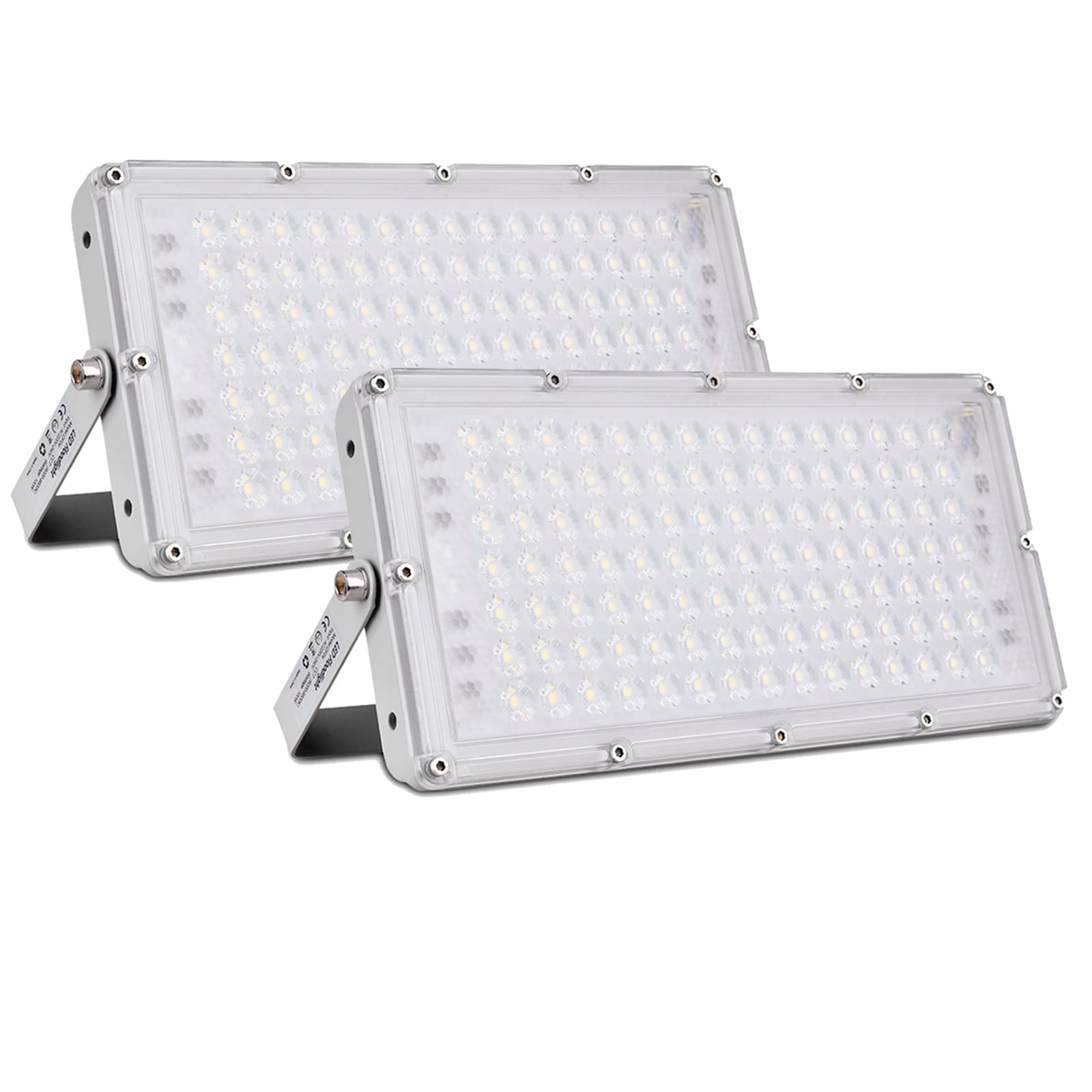 Faretto LED da Esterno 100W 10000LM Proiettore per esterni, Luce Bianca 6500K Faro LED Impermeabile IP65 Luci di Sicurezza Faretti per Terrazza Giardino Magazzino Garage Corridoio,2 Pezzi