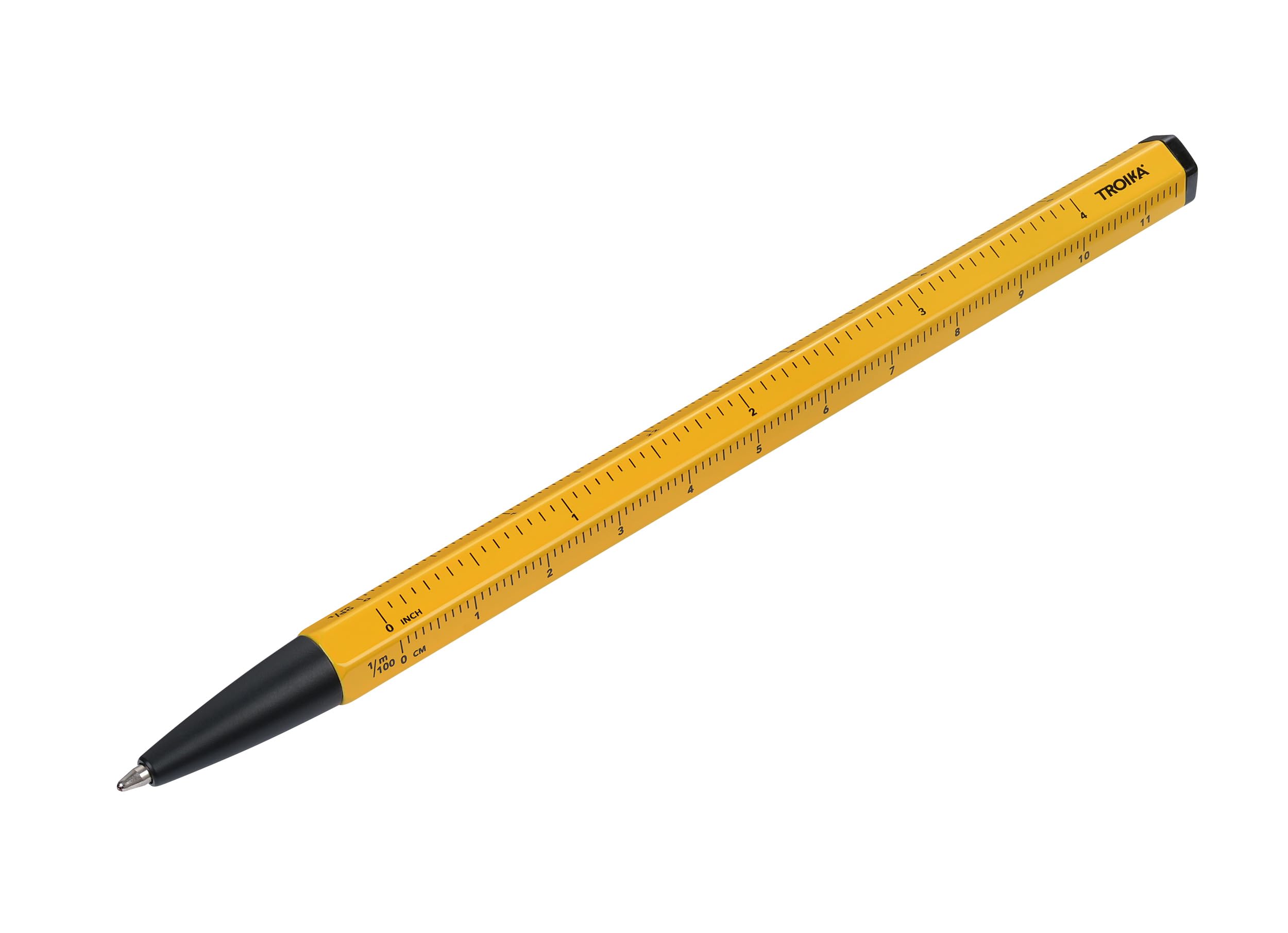 Troika Multitasking ballpoint pen with black D1 refill, CONSTRUCTION BASIC, centimetre/inch ruler, 1:20/1:50 scale
