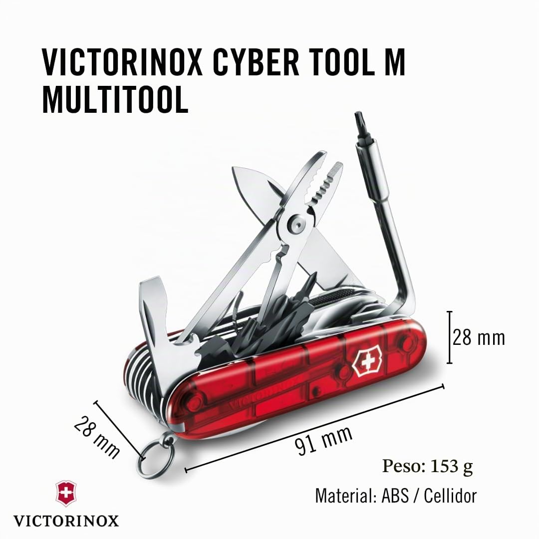 Victorinox Cybertool M, Navaja multiusos, color Rojo Transparente
