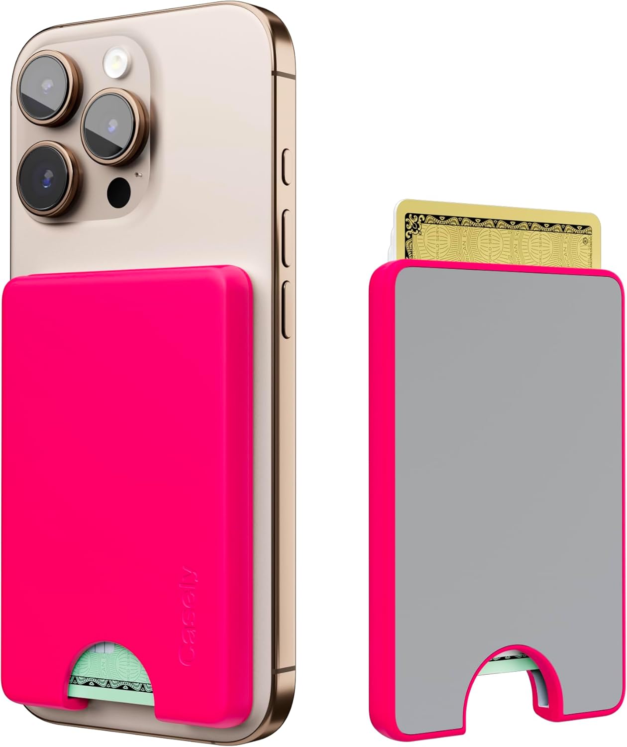 Casely MagWallet | Think Pink | Neon Pink | Slim Wallet Card Holder | Compatible with MagSafe | Soft-Touch Hard Silicone | Holds Up to 3 Cards - Image 5
