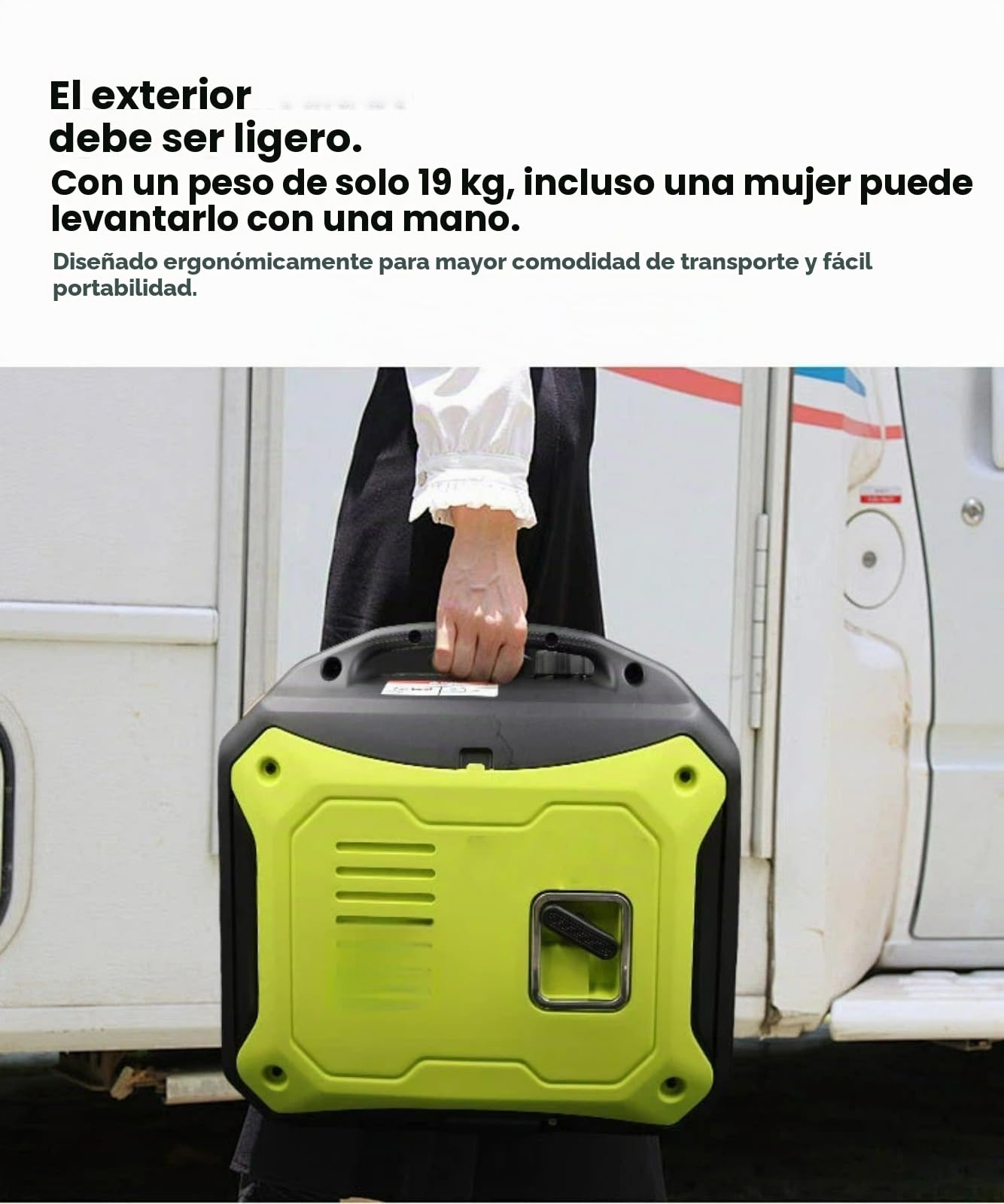 Generador de gas portátil silencioso, generador inversor de 2/3 KW para acampar al aire libre, hogar y uso - Ligero y de mano