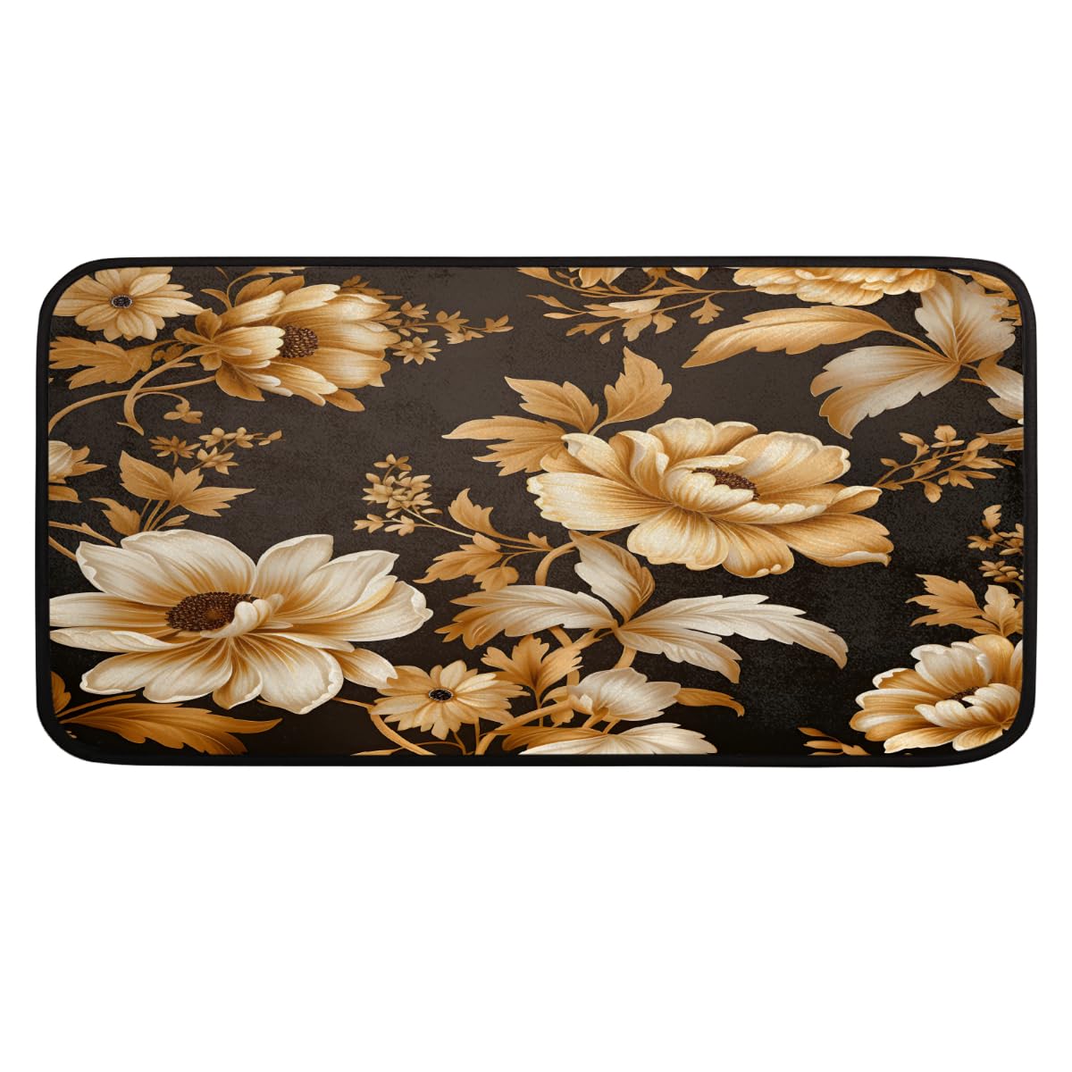Tapis de cuisine élégant aux détails dorés et texture douce