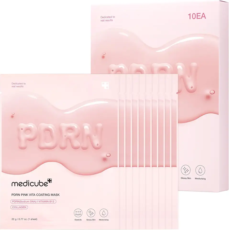 medicube Salmon DNA PDRN Pink Vita Coating Sheet Mask 10EA - Korean sheet mask for glass skin - Luxurious Home care Mask for Hydration, Firming, and Balanced Skin, Korean Skin Care (22g/0.77oz x 10ea)