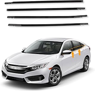4PCS Weatherstrip Window Seal Compatible with Honda Civic 4 Door Sedan 2016-2021 Window Weatherstrip Door Outside Trim Seal Belt Replace72450-TEA-T01 72410-TEA-T01 72950-TEA-T01 72910-TEA-T01