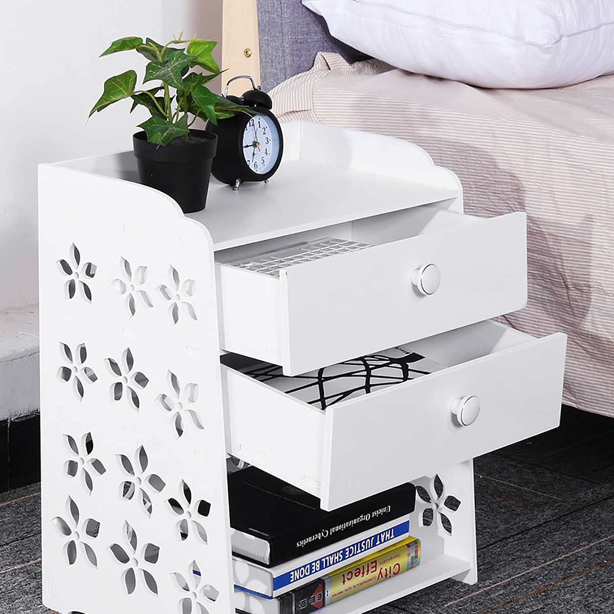 BHGFYXBS Bedside Cabinets Bedroom Bedside Nightstands Two Drawers Storage Table Rack Night Table Cabinet Locker Organizer Storage Basket Bed Side Tables,Type a