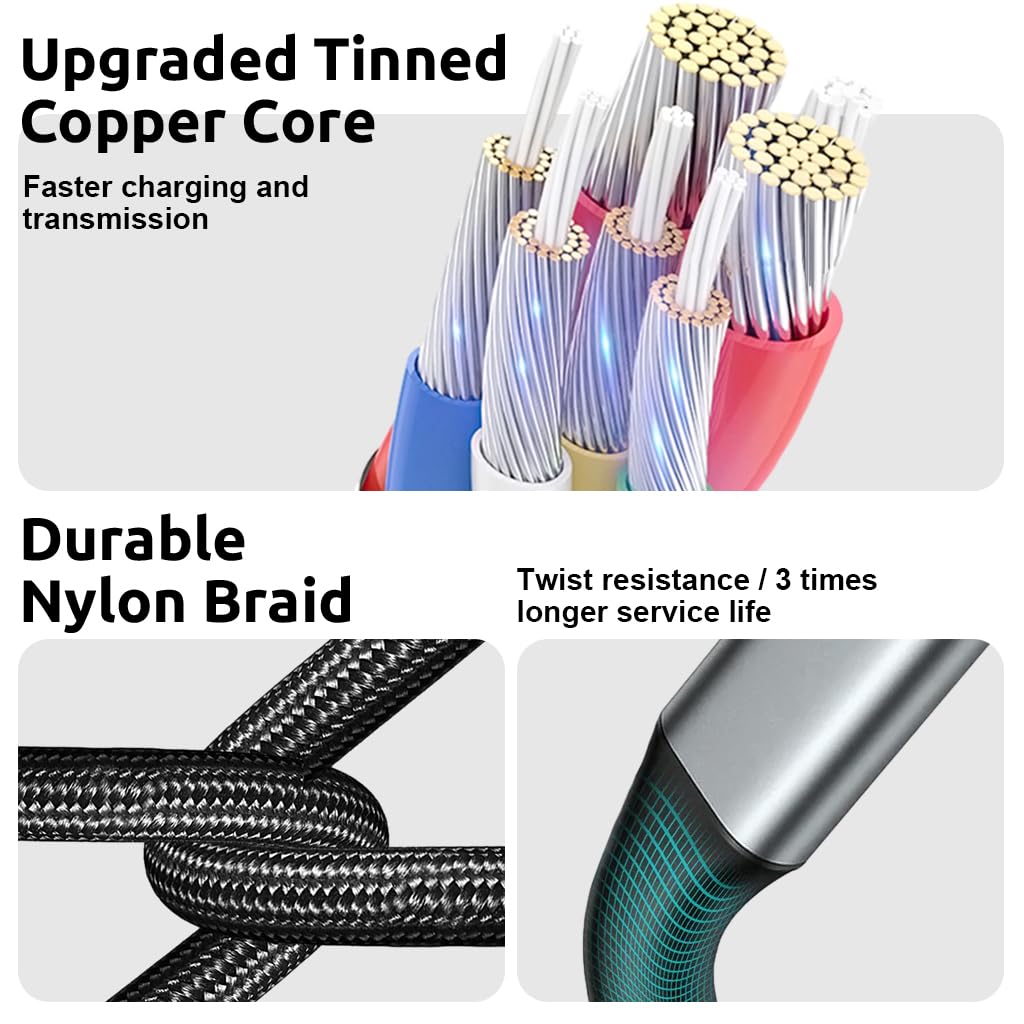 Verilux® USB C Extension Cable, 0.5m USB Type C Male to Female Cable Support PD 100W Fast Charging, 10Gbps Data Transfer USB Extension, 4K@60Hz HD Video Output Compatible for iPhone 17/16/15, MacBook — Amazon image 6