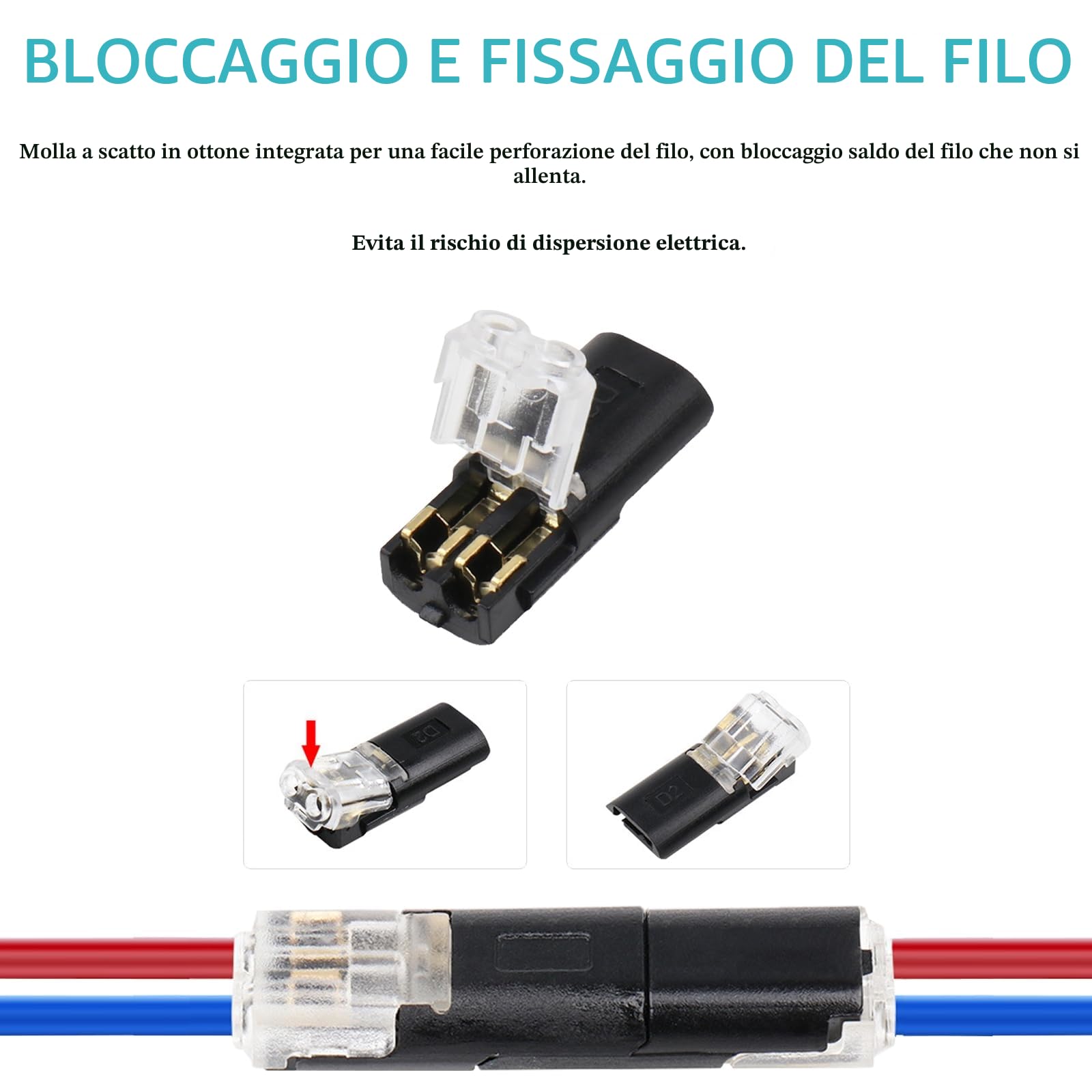 YESLUSY 40 Connettore, Connettori Elettrici Rapidi 12V, 2 Pin, Impermeabili, Connettore Elettrico per Cavi AWG 18-22