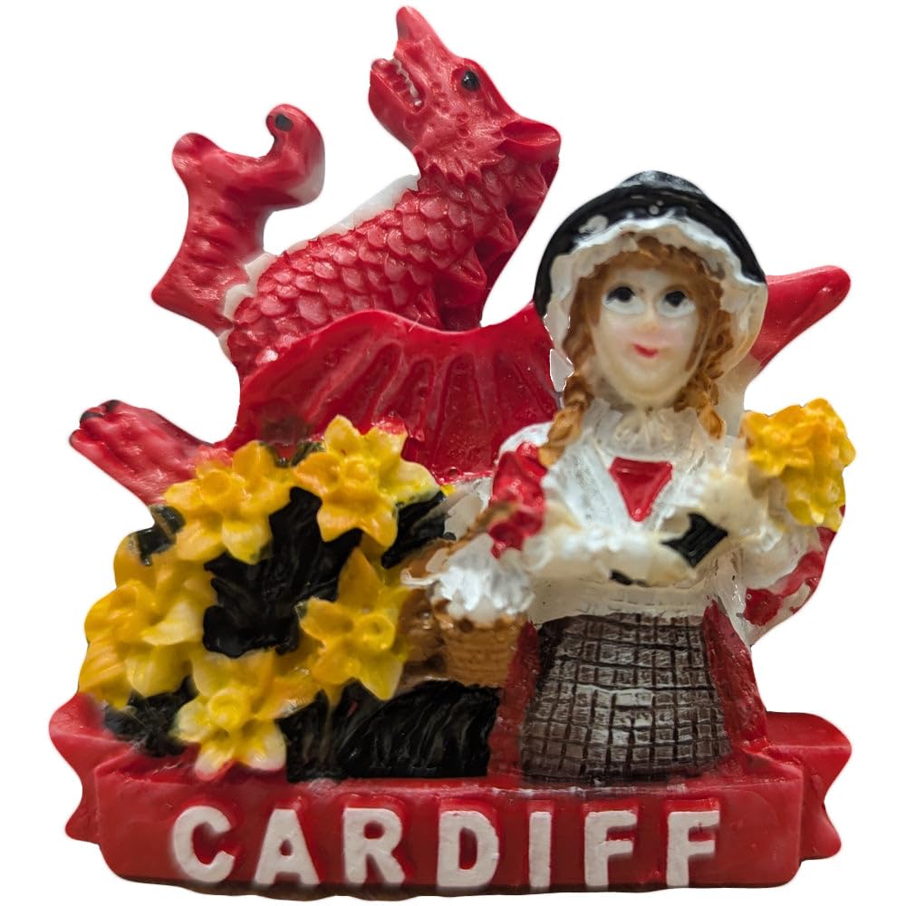 St Davids Day Cardiff Resin Magnet RSN13 – Premium Wales Souvenir Fridge Magnet Featuring Cardiff St Davids Day Design, Durable Resin Collectible Gift with Welsh Pride Detail