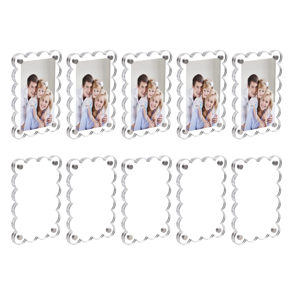 Magnetic Photo Frames, 10PCS Mini Picture Frame Fridge Magnets 6 * 9cm Clear Acrylic Refrigerator Magnet for Whiteboard Freezer